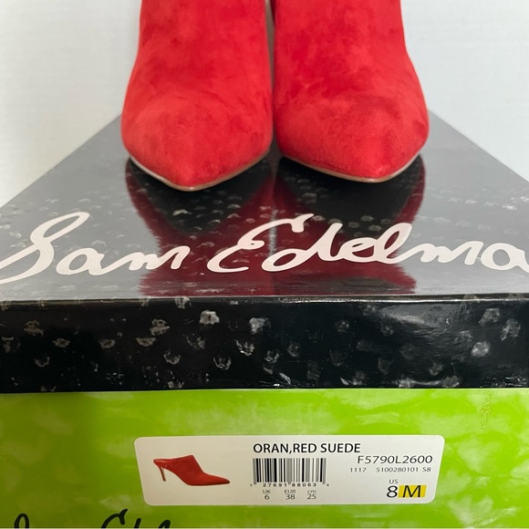 Sam Edelman Oran Red Suede Mule Pump Sz 8 - Picture 3 of 3